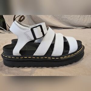 Dr. Martens White Strappy Sandals with Black Sole